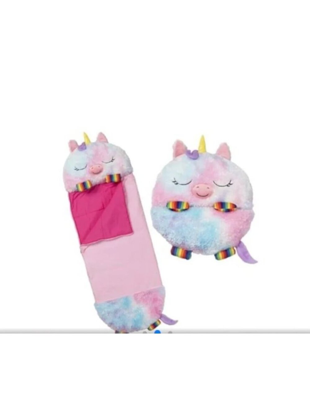 Unicorn-Themed Sleeping Bag & Pillow Combo For Kids Foldable Plush Design Pink &